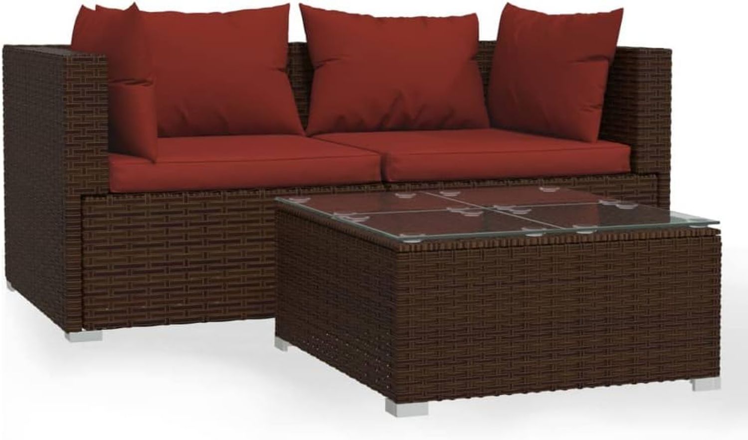 Hochwertige 3 tlg Lounge Set ausgestattet mit Kissen Braun Variante 168
