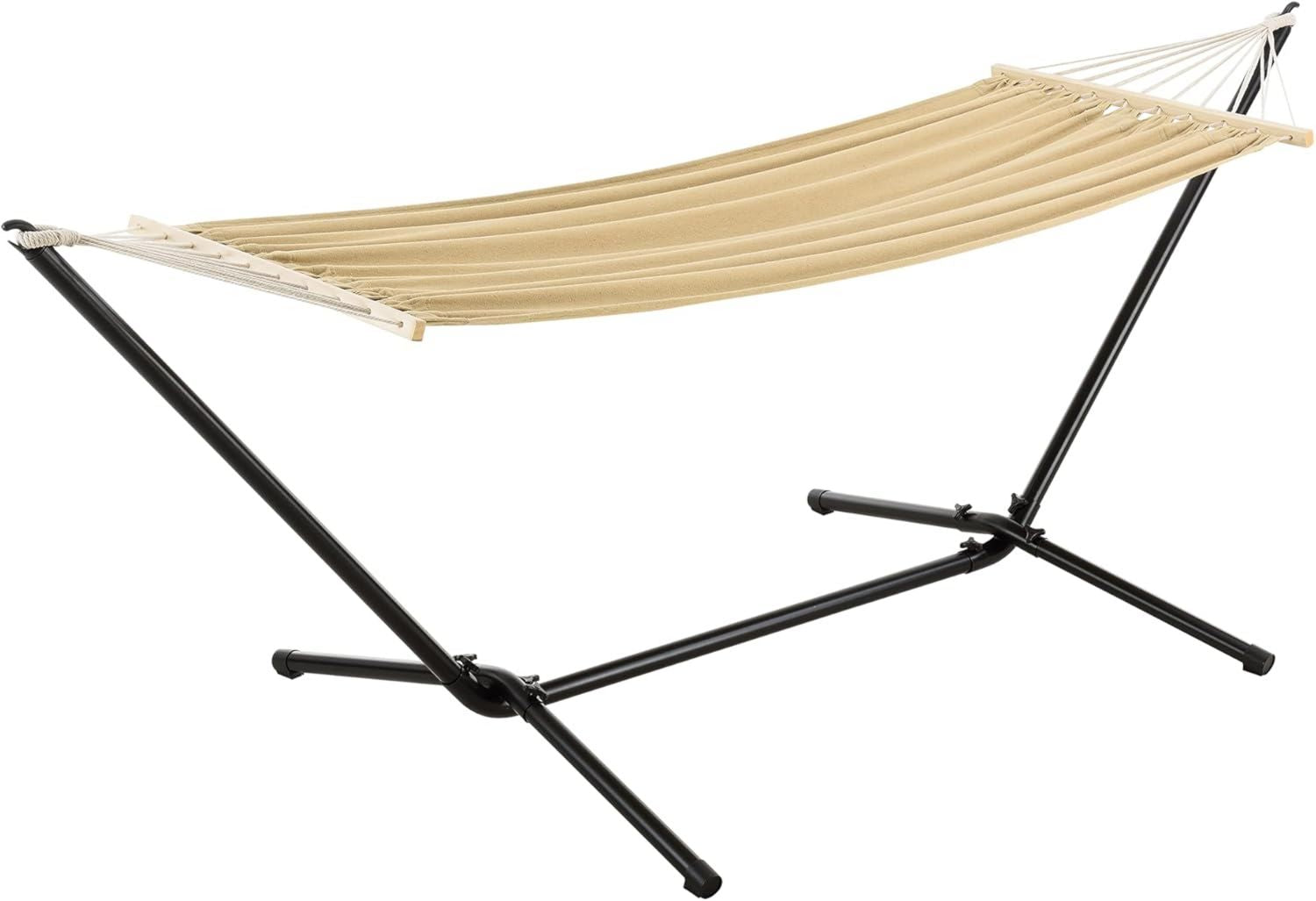 Hochwertige en casa Haengematte Surte Haengeliege ausgestattet mit Gestell Haengeschaukel Liegeflaeche 200 x 100 cm Indoor Maximalbelastung 120 kg Beige Variante 531