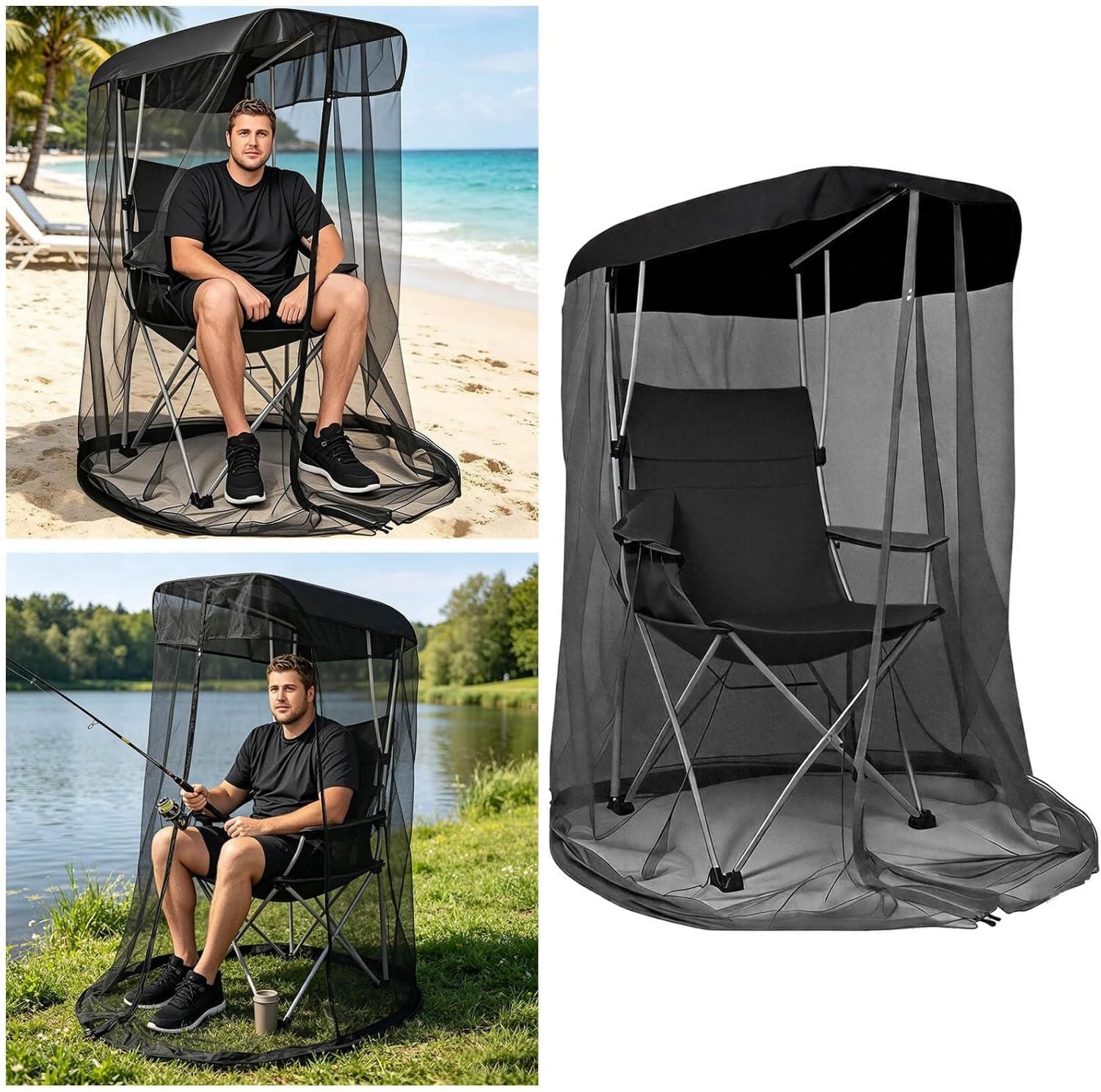 Hochwertige geeignet fuer Campingstuhl ausgestattet mit Baldachin 82 x 89 x 160 cm tragbares Netzgewebe fuer Sonnenschutz Schirmstuhl atmungsaktiver Fliegen und Insektenschutz fuer Angeln Strand nur Netz Variante 131
