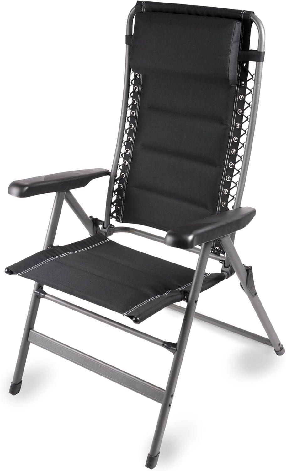 Hochwertige DOMETIC Campingstuhl 150 kg Lounge Firenze Campingsessel 7 Positionen Klappstuhl Camping Zubehoer Liegestuhl Gartenmoebel schwarz Variante 512