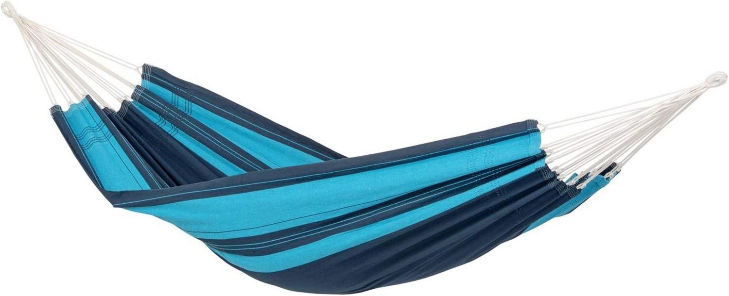 Hochwertige AMAZONAS Brasilianische Haengematte Santana Blue bis 150 kg 200x120 cm in Blau Variante 536