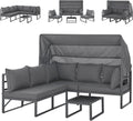 Hochwertige Maui Gartenmoebel Lounge Set ausgestattet mit Dach Sofa Strandkorb Sonneninsel Stahl grau Variante 426