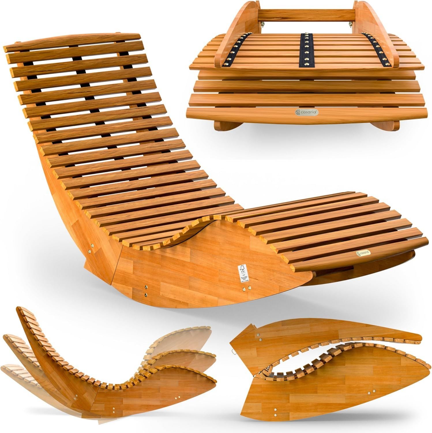 Hochwertige Sonnenliege klappbar wetterfest Holz 160kg Belastbarkeit Pflegeleicht FSC zertifiziert Akazie Balkon Sauna Liege Holzliege Relaxliege 195x60cm Variante 417